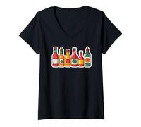 Mujer Habanero Hot Sauce Foodie tee Picante Comida Mexicana Caliente Camiseta Cuello V