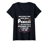 Mujer Había una vez una princesa. Noviembre de 1978 Cumpleaños Camiseta Cuello V