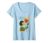 Mujer Habla con Las Flores - Ellos escuchan Camiseta Cuello V
