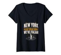 Mujer Habla despacio Somos Italianos Camiseta Cuello V
