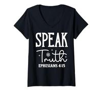 Mujer Habla la Verdad EPHESIOS 4:15 Tipografía Inspiradora Camiseta Cuello V