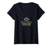 Mujer Háblame como IA y Valida mis Sentimientos Camiseta Cuello V