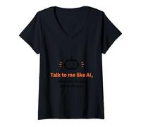 Mujer Háblame como un Robot optimista de IA Camiseta Cuello V