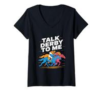 Mujer Háblame del Derby Carreras de Caballos Amor Ecuestre Camiseta Cuello V
