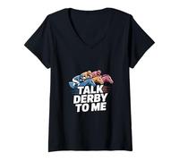 Mujer Háblame del Derby Carreras de Caballos Amor Ecuestre Camiseta Cuello V