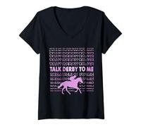 Mujer Háblame Derby Amor ecuestre Camiseta Cuello V