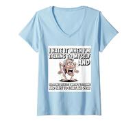 Mujer Hablando Conmigo Misma Vieja Mujer Humor Diseño para Amantes de Animales Camiseta Cuello V