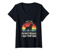 Mujer Hablar con Mi Perro Hoy Amante De Los Animales Camiseta Cuello V