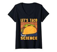 Mujer Hablemos de Ciencia con Tacos y Humor Camiseta Cuello V