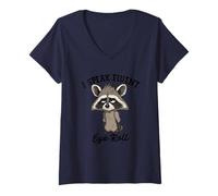 Mujer Hablo Fluent Eye Roll Raccoon Humor Camiseta Cuello V