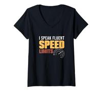Mujer Hablo Fluido Límites de Velocidad Divertidos Oficiales de Patrulla de Carre Camiseta Cuello V