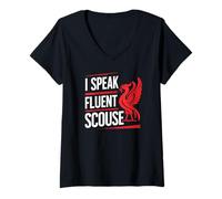 Mujer Hablo fluido Scouse Liverpool Inglaterra Liverpudlians Divertido Camiseta Cuello V