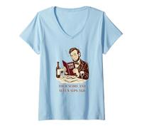 Mujer Hace Cuatro partituras y Siete sorbos Funny Abe Lincoln Wine Camiseta Cuello V