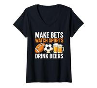Mujer Hacer apuestas Ver deportes Beber cervezas Apuestas Beber fútbol Camiseta Cuello V