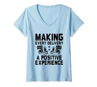 Mujer Hacer de cada entrega un paquete de entrega de experiencia positiva Camiseta Cuello V