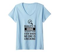 Mujer Hacer lo Correcto | Regalo de celebración del Día Mundial de la Calidad Camiseta Cuello V