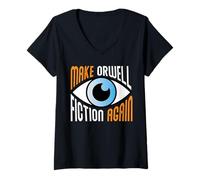 Mujer Hacer Orwell Fiction Again Libertario Orwelliano Orwell 1984 Camiseta Cuello V
