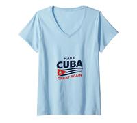Mujer Hacer Que Cuba vuelva a ser Grande Mapa Política Libertad Democracia Camiseta Cuello V