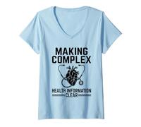 Mujer Hacer que la información de salud compleja sea clara Medicina interna Camiseta Cuello V