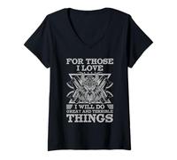 Mujer Hacha artística con Cita de Amor de un Guerrero Vikingo, mitología nórdica Camiseta Cuello V