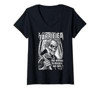 Mujer Hacha de terror gótica divertida tarrificada recorta impuestos política zombi Camiseta Cuello V