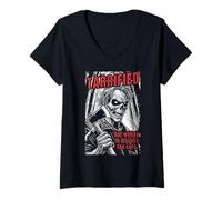 Mujer Hacha de terror gótica divertida tarrificada recorta impuestos política zombi Camiseta Cuello V