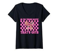 Mujer Hacha lanzadora de hachas para lanzar hachas para que lances dardos lindos Camiseta Cuello V