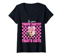 Mujer Hacha lanzadora de hachas para lanzar hachas para que lances dardos lindos Camiseta Cuello V