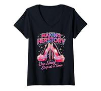 Mujer Haciendo de Herstory un Paso Atrevido a la Vez Camiseta Cuello V