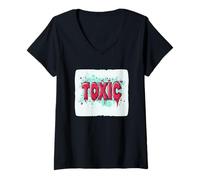 Mujer Haciendo olas con una declaración tóxica aguda Camiseta Cuello V