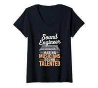 Mujer Haciendo que los músicos suenen talentoso ingeniero Camiseta Cuello V