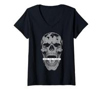 Mujer Hack El Planeta Tierra Cráneo Binario Computadora Código Hack Camiseta Cuello V