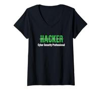 Mujer Hacker Design Ciberseguridad Título del puesto Hackers profesionales Camiseta Cuello V