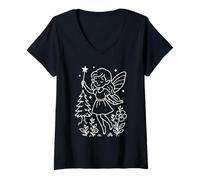 Mujer Hada Bailando en el Bosque Camiseta Cuello V