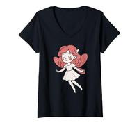 Mujer Hada Pelirroja Bailando con alas Camiseta Cuello V