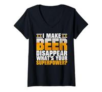 Mujer Hago Desaparecer la Cerveza ¿Cuál es tu Superpoder? Papá Camiseta Cuello V