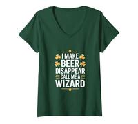 Mujer Hago Desaparecer la Cerveza Llámame un Mago Camiseta Cuello V