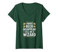 Mujer Hago Desaparecer la Cerveza Llámame un Mago Camiseta Cuello V