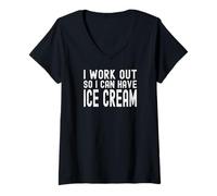 Mujer Hago Ejercicio para Poder Tomar Helado Camiseta Cuello V