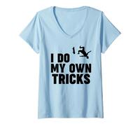 Mujer Hago mis Propios Trucos Skateboarding Camiseta Cuello V