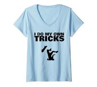 Mujer Hago mis Propios Trucos Skateboarding Camiseta Cuello V