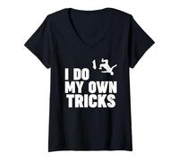 Mujer Hago mis Propios Trucos Skateboarding Camiseta Cuello V