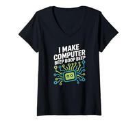 Mujer Hago un pitido de computadora Boop Beep Estilo de Ingeniero de Redes Camiseta Cuello V