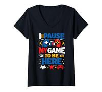 Mujer Hago una Pausa en mi Juego para Estar aquí Divertido Jugador Quote Controller Camiseta Cuello V
