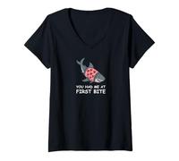 Mujer Hai Mit Herzpullover - You Had Me At First Bite Camiseta Cuello V