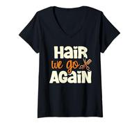 Mujer Hair We Go Again Peluquería Salón Corte de pelo Peluquería Cabello Camiseta Cuello V