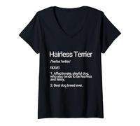 Mujer Hairless Terrier Dog Breed Cute Hairless Terrier Puppy Dogs Camiseta Cuello V