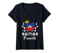 Mujer Haitian Princess Haiti Flag Proud Haitian Girl Camiseta Cuello V