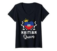 Mujer Haitian Queen Haiti Flag Proud Haitian Woman Camiseta Cuello V