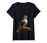 Mujer Halcón Cernícalo Cetrería Halcones Peregrino Halcón Dulce Camiseta Cuello V